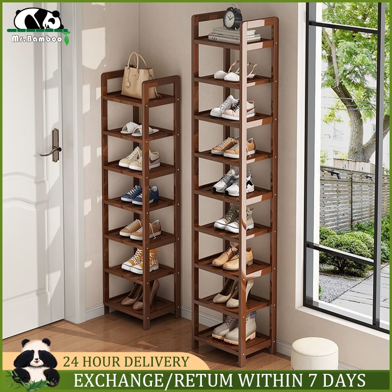 Mr.Bamboo Shoe Rack Bamboo Shoe Shelves 3/5/7/9 Layers Shoe Organizer ...