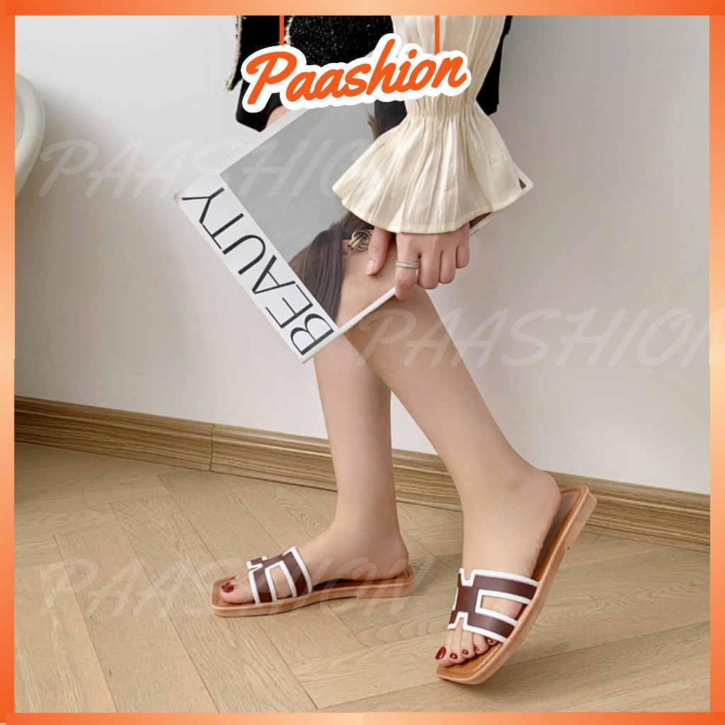 Paashion Flat Sandals H-Strap Nice Looking Pretty Two Tone Flip Flops ...