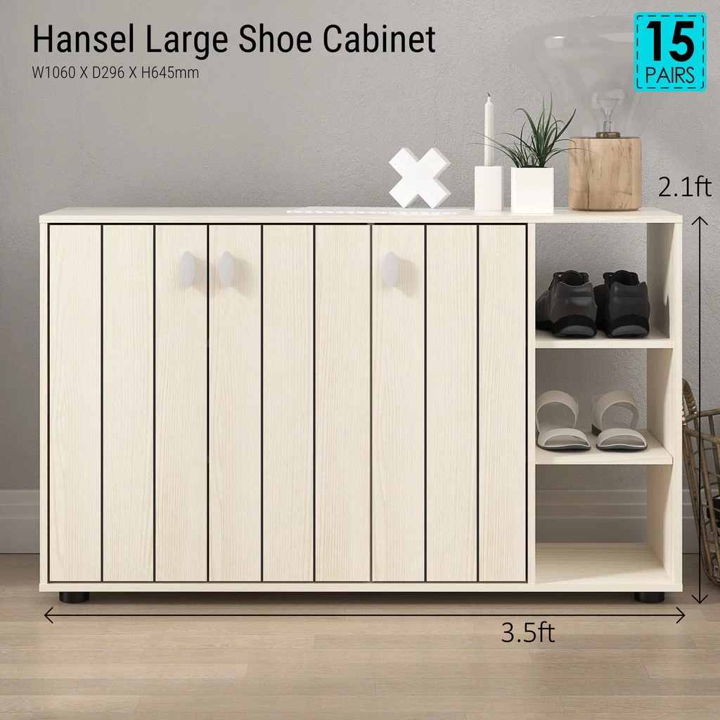 Shoe cabinet shoe rack Display Cabinet 2 Door 3 Drawer Storage 2.5ft ...