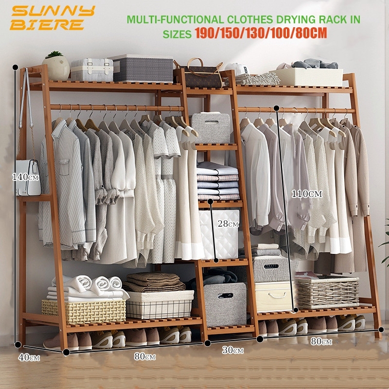 【Easy Install】 Multi Clothes Storage Clothes Rack 190cm Bedroom clothes ...