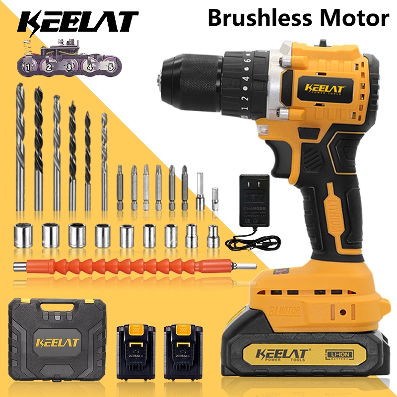 KEELAT KCD007 Drill Cordless Set Brushless Impact Drill Screw Driver ...