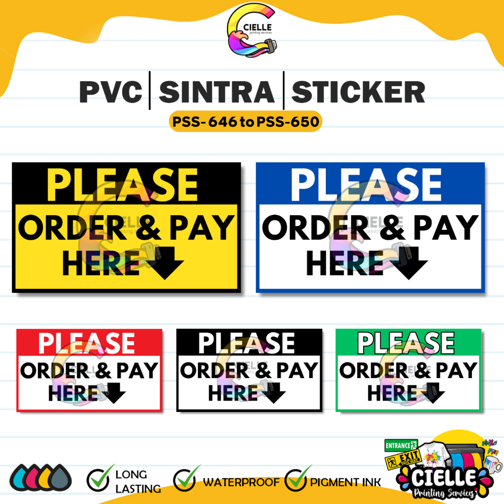 PVC │ SINTRA │ STICKER SIGNAGES (PSS-646 TO PSS-650) - PLEASE ORDER AND ...