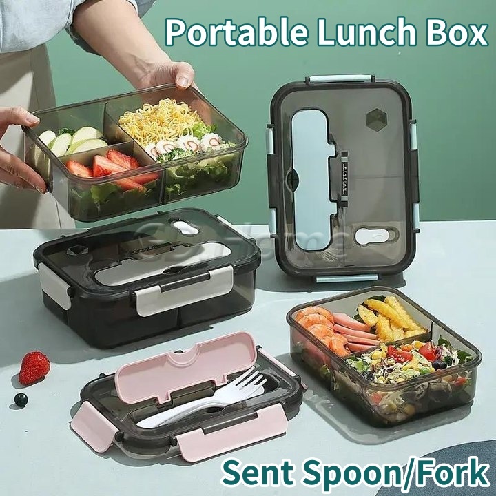 GD Lunch Box Sealed Insulated Plastic Bento Box With Fork Spoon ...
