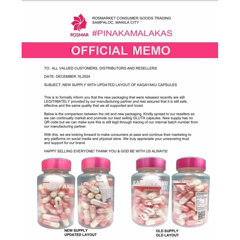 ROSMAR Kagayaku Capsule (Slimming & Whitening) Glutathione with collagen (FREE GIFT)