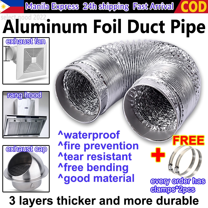 3M/5M Exhaust Pipe Aluminium Foil Ventilation Duct Flexible Hose Air ...