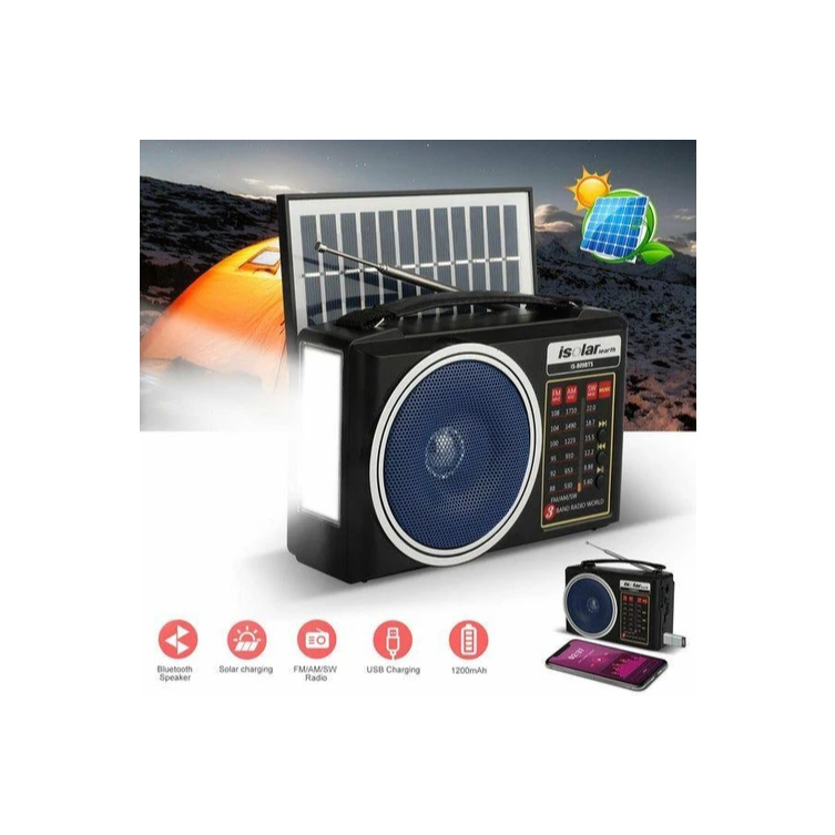 solar radio FM/AM/SW3 band radio with USB/TF music player and LED light ...