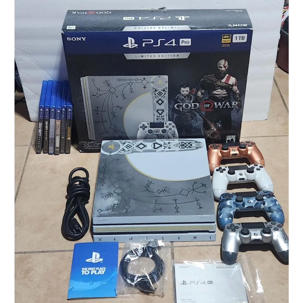 1 Sony Ps4 Pro God Of War Limited Edition - Console Avec Jeux 1 Dans La Boite D Origine