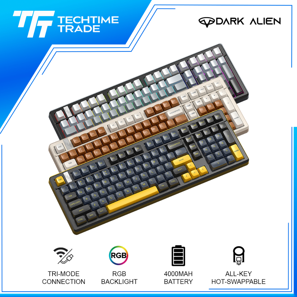 Dark Alien K102 Tri Mode Gasket Wireless PBT Ball Caps RGB Hot ...