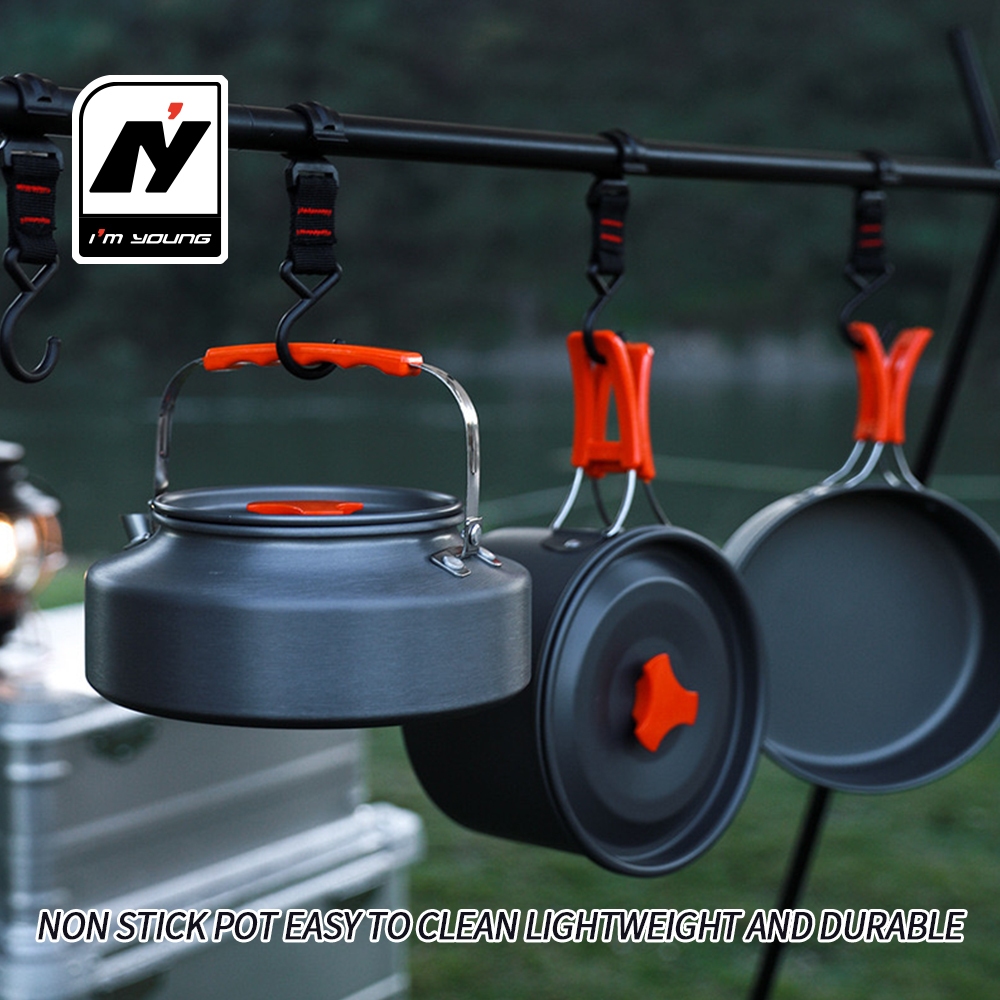 Camping Cookware Kit 10 PCS Camping Cooking Set Portable Pot Outdoor ...