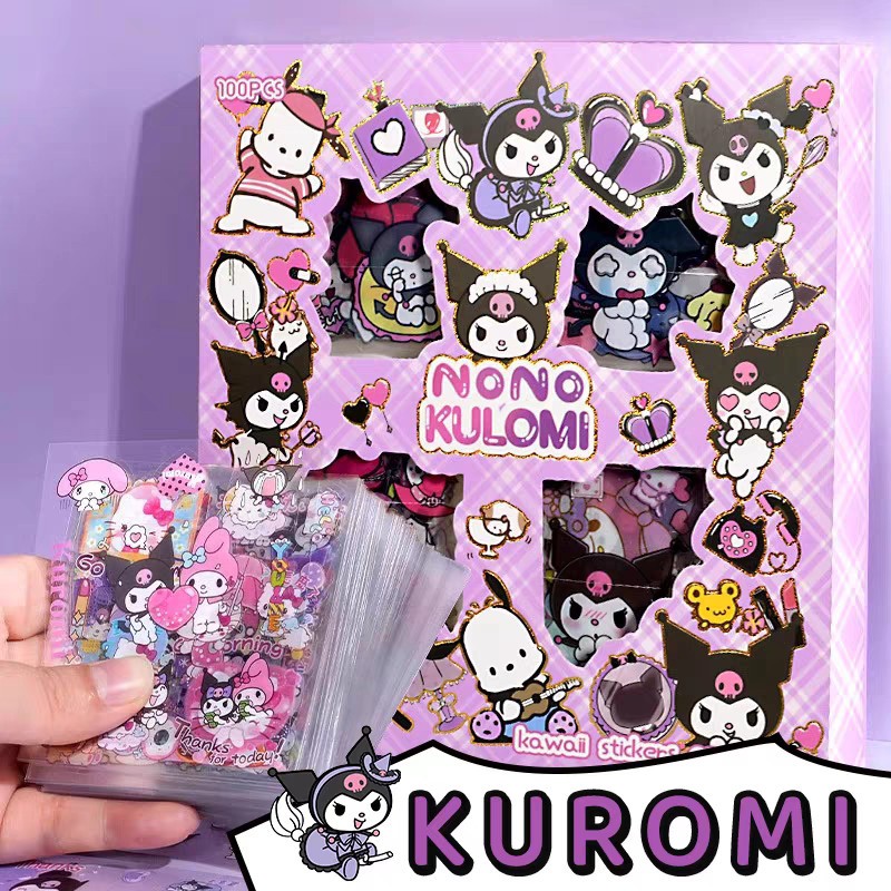 Timi 100pcs Sanrio Sticker Set Cinnamoroll Kuromi Melody Stickers ...