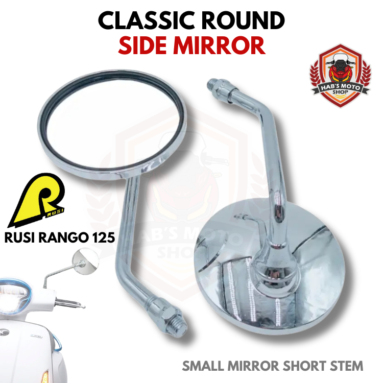 RUSI RANGO 125 Classic Small Round Short Stem Side Mirror Stainless ...