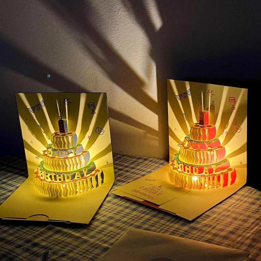 3D Happy Birthday Cards with Music Light Birthday Card Can pop up cake ...