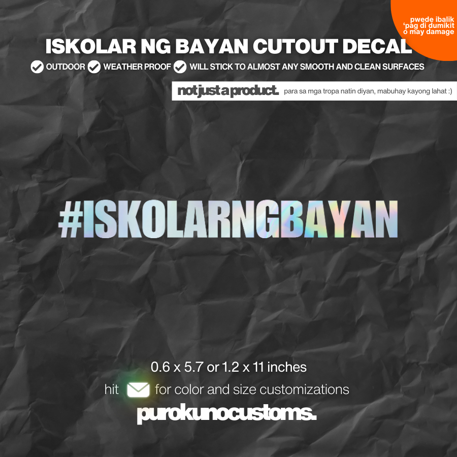ISKOLAR NG BAYAN Cutout Sticker Decal for Motorcycle, Car, and Bike ...
