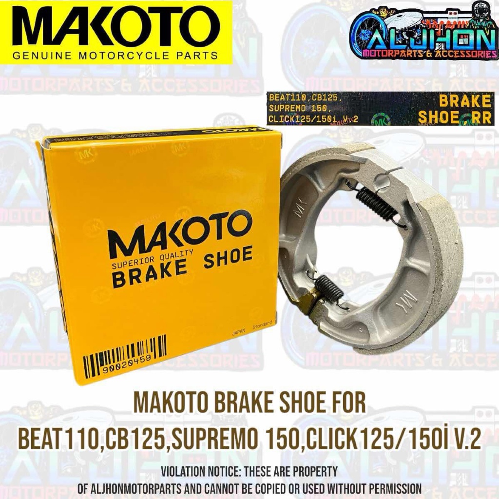 MAKOTO BRAKE SHOE REAR FOR BEAT110/CB125/SUPREMO 150/CLICK125/150İ V.2 ...