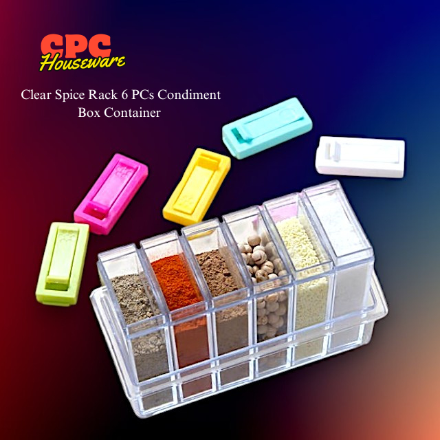 Clear Spice Rack 6 PCs Condiment Box Container/Kitchen Cooking Tools/6 ...