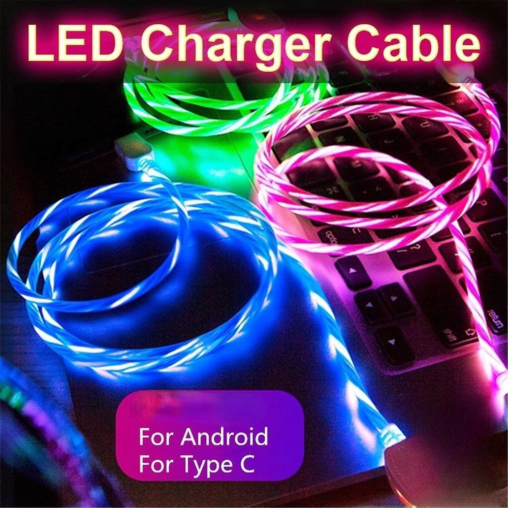 Glowing Cable Fast Charging Micro USB Cables LED Light Type C Charger ...