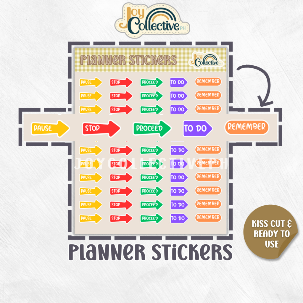 Functional and Stylish Planner Sticker Sheet with Pause, Stop, Proceed ...