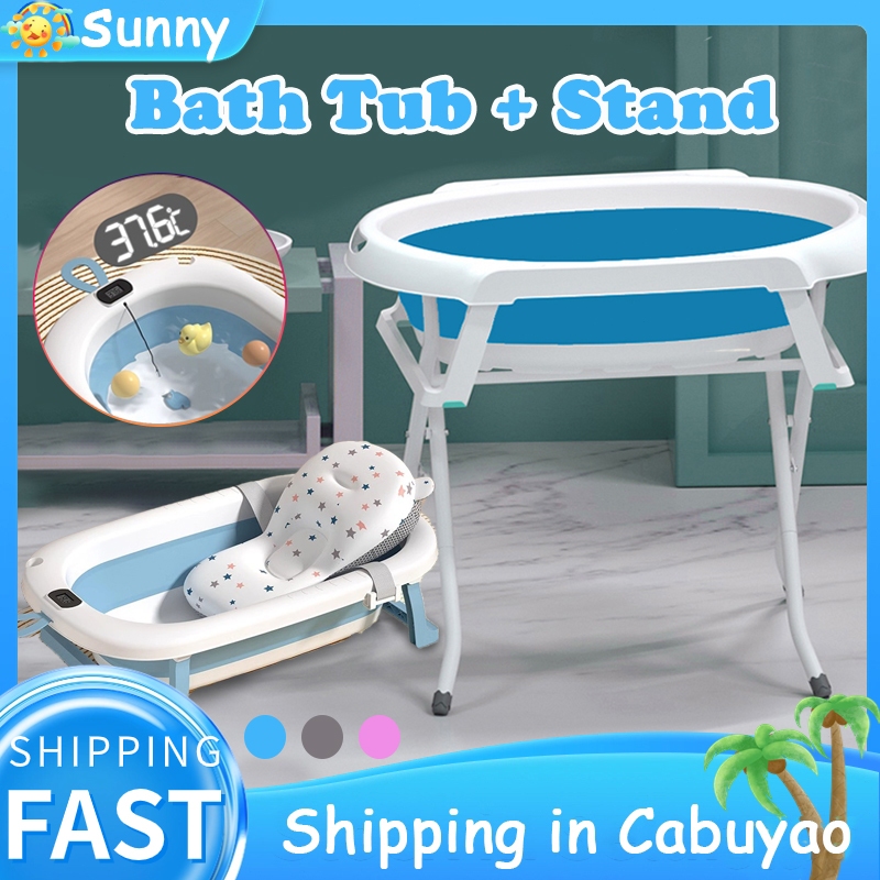 Baby Bath Tub with Stand Indicator Foldable Bathtub Set for Baby ...