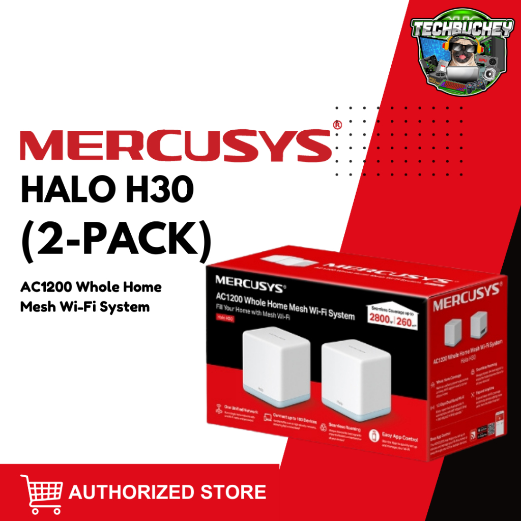 Sistema WiFi Mesh MERCUSYS Halo H30 AC1200 Dual Band - Pack 2 Unit&agrave;, Copertura 320m&sup2;