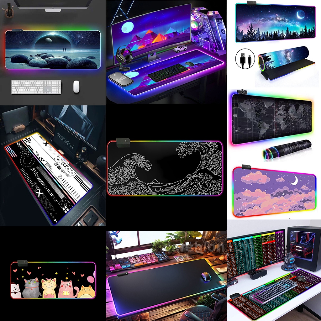 Gaming Mouse Pad LED RGB Large Gamer Mousepad USB LED Lighting Backlit ...