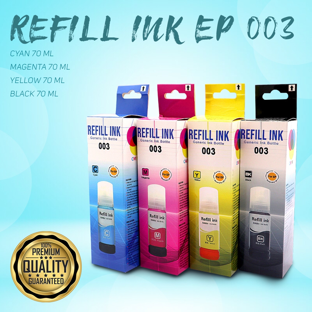 Refill Ink Generic Bottle 003 for Inkjet Printers CMYK 70ml L1100/L1120 ...