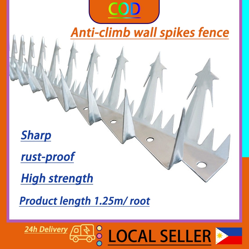 Fence Spike Anti Theft Anti-Climb Steel Wall Spike（1.25m） | Shopee ...