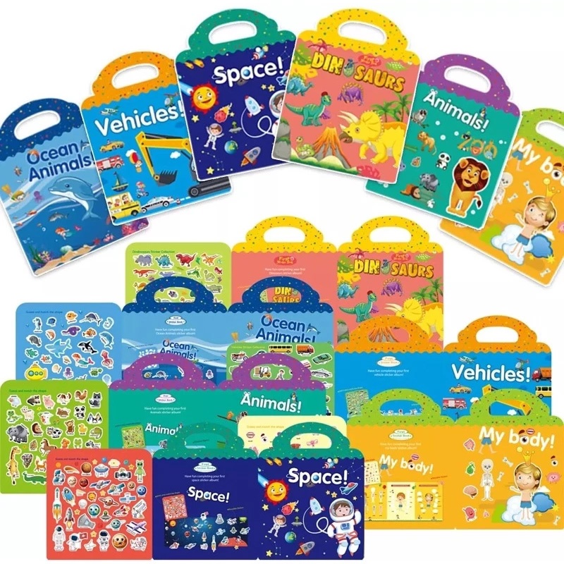 Reusable sticker for kids Cartoon Sticker Book Multiple Scenos DIY ...