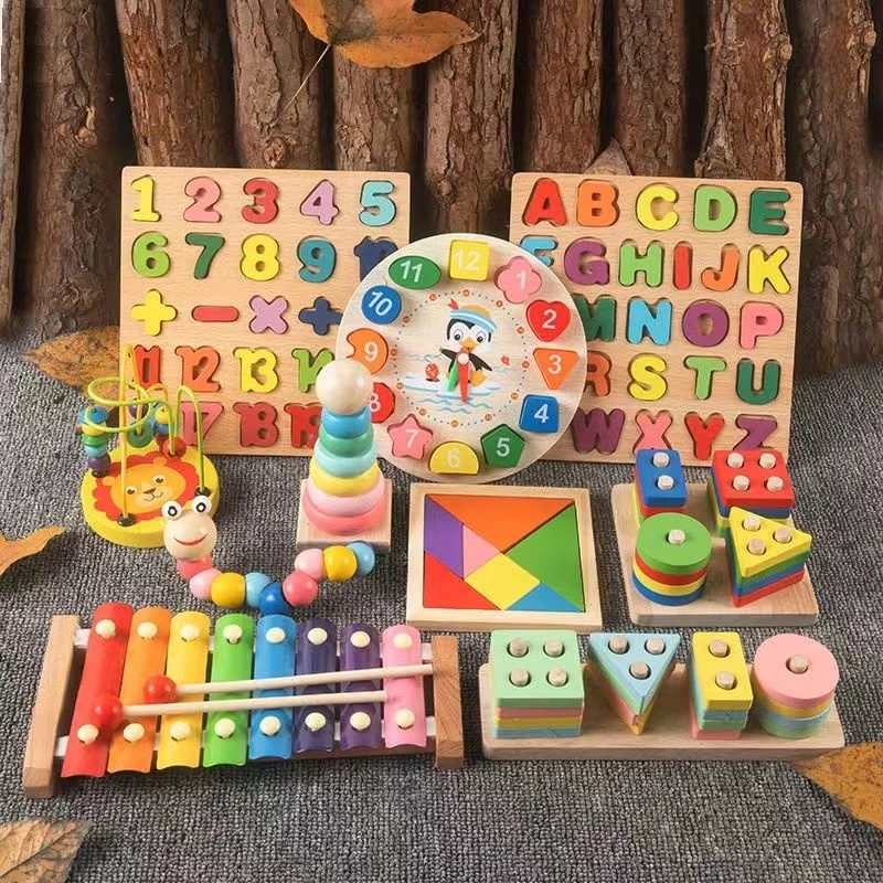 Alphabet Digital 3D Wooden Puzzle Toys Kid Number Letter Shape Matching ...