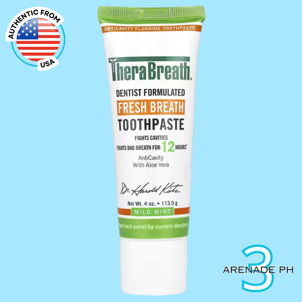 TheraBreath Fresh Breath Toothpaste Regular with Fluoride, Mild Mint ...