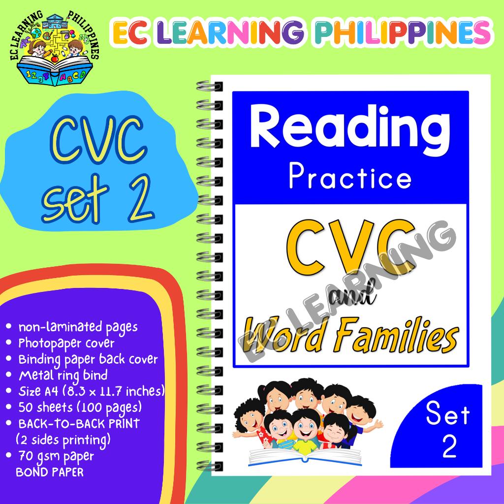 CVC SET 2 Short Vowels Reading Practice WITH CVCC EC Learning Books ...