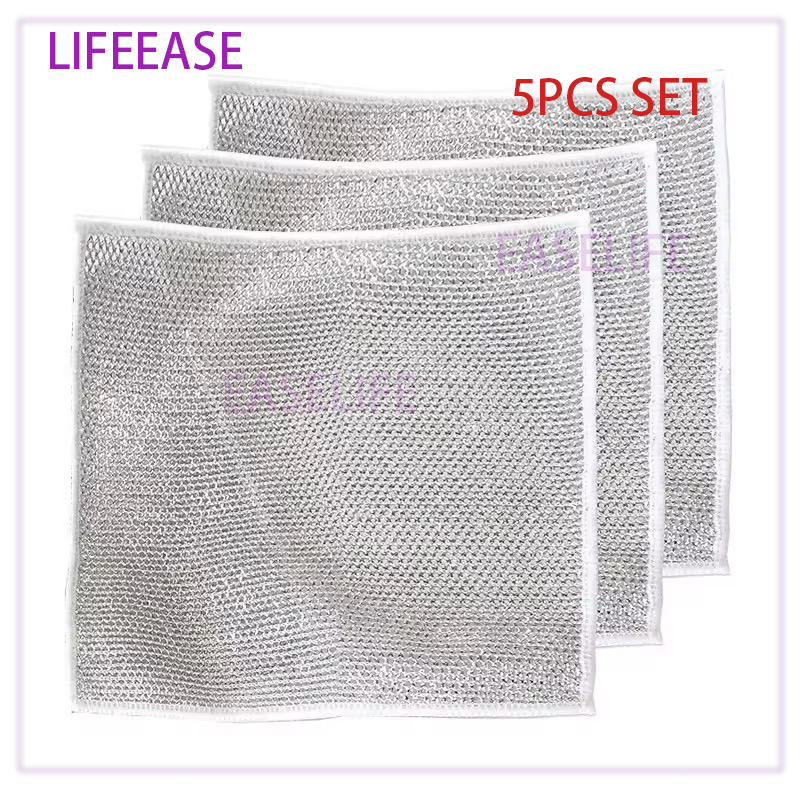 5pcs Wire Cleaning Cloth Dishwashing Scrubber Non-Scratch Wire ...