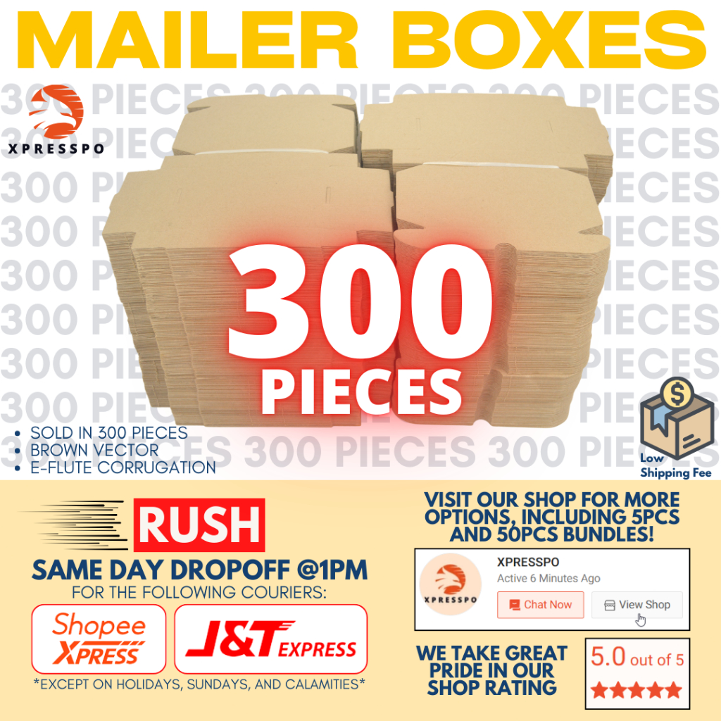 ♠️ 300 pcs MAILER BOXES (RUSH @1 PM D-OFF), Packaging Corrugated Carton ...