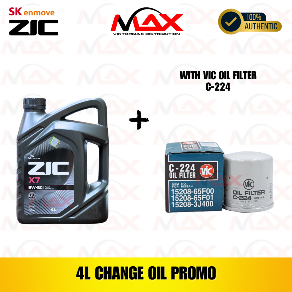 SK ZIC 4 Liters X7 5W30 For GASOLINE Engine with C-224 Vic Oil Filter ...