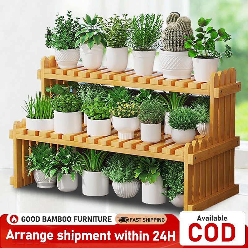 Bamboo Plant Rack Stand Folding Flower Rack Organizer Wooden Shelf 30CM ...