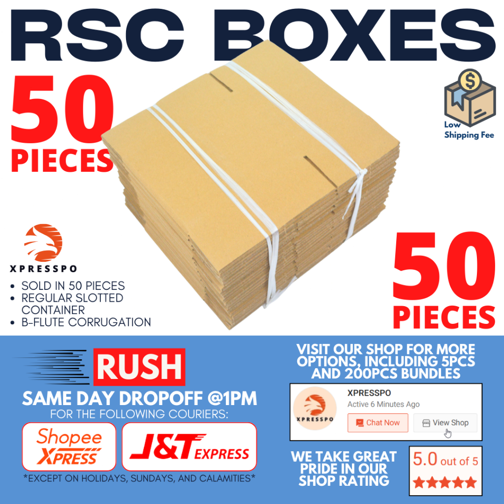 ♥️ 50 pcs RSC BOXES (RUSH @1 PM D-OFF), Packaging Corrugated Box Gift ...