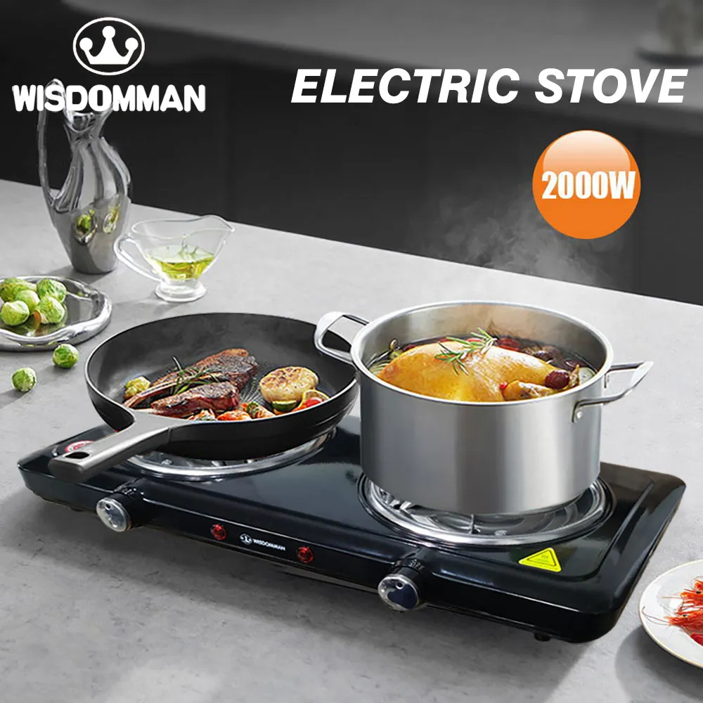 WISDOMMAN Portable 2-Burner Cooker - 24cm Width, 6