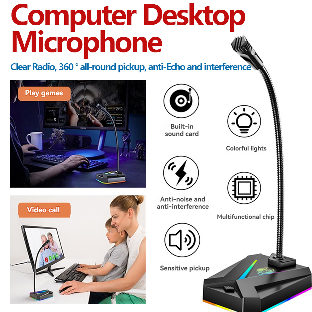 USB Microphone Computer Desktop Plug&Play Microphone Omnidirectional ...