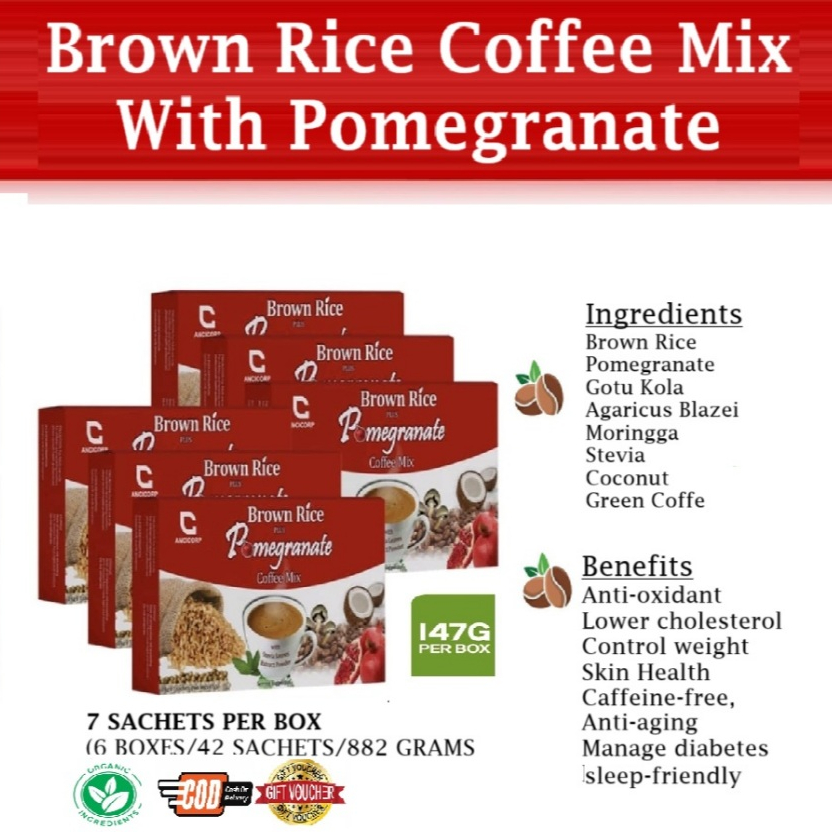 Anci Brown Rice Coffee Plus Pomegranate Coffee Caffeine-Free Healthy ...