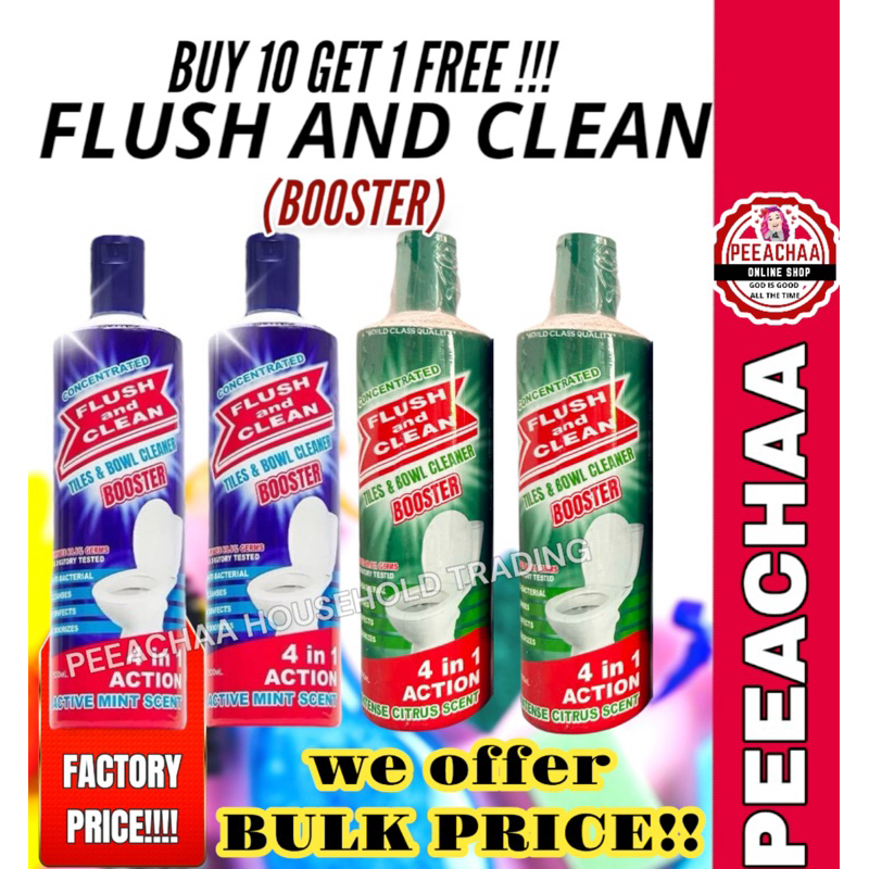 Booster Blue or Green flush and clean tiles and bowl cleaner 500ml ...