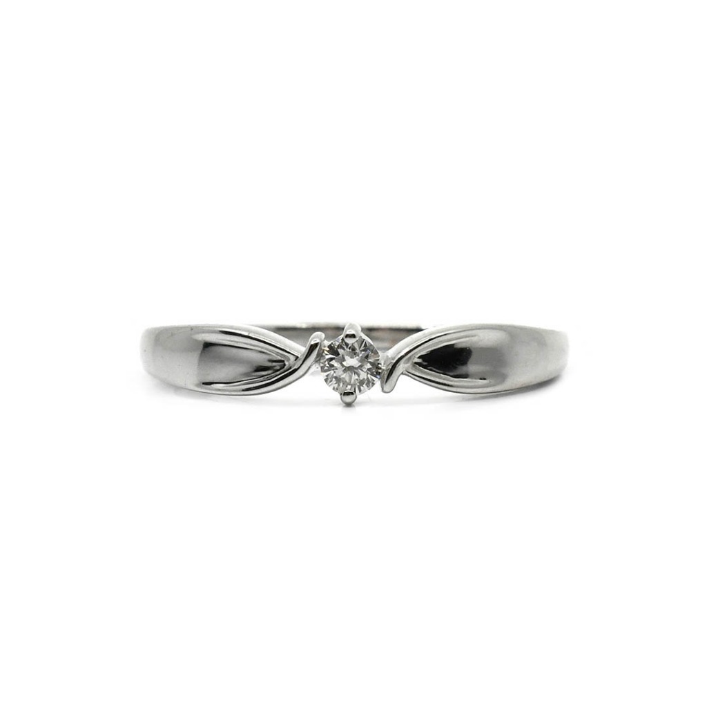 18K Italian Made White Gold Lady Ring with Diamonds EL24-P06891 ...