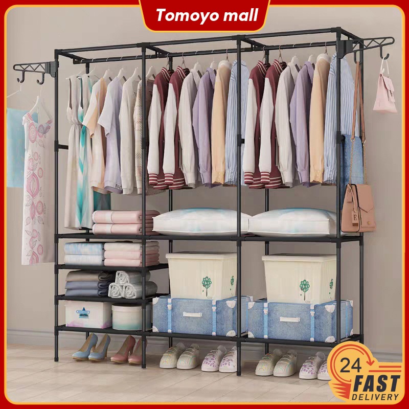 Clothes Storage Rack Hanging Wardrobe Hanger Rack Bedroom Hanger ...