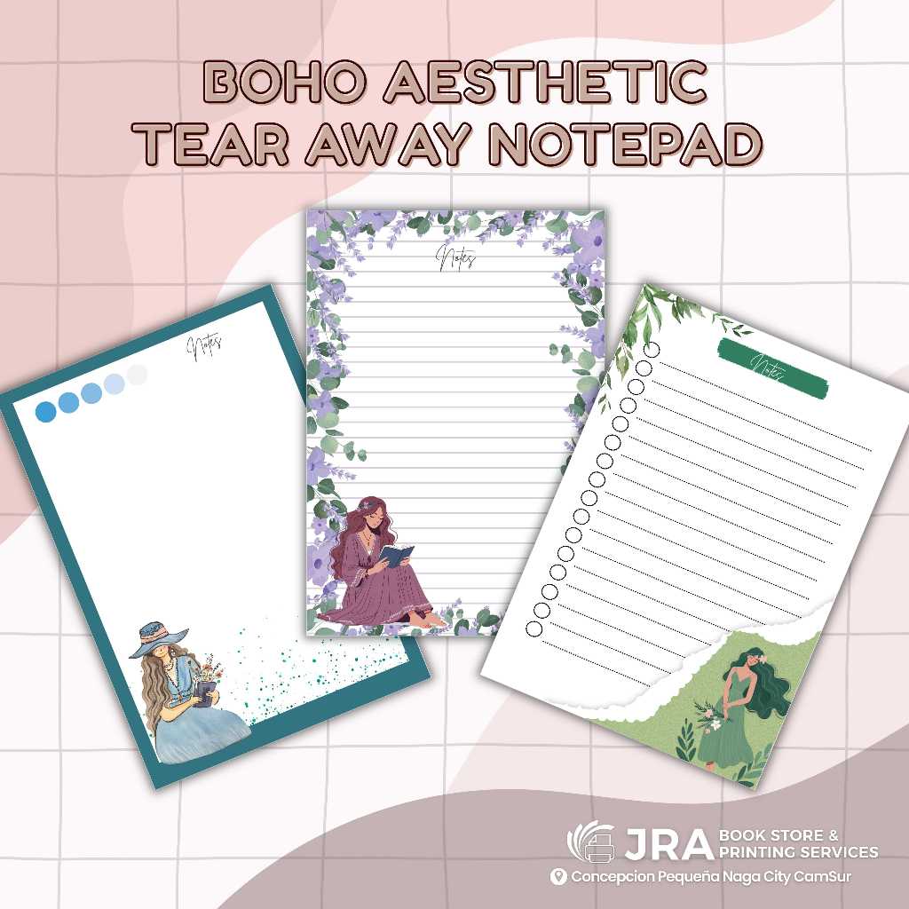 Boho Aesthetic Tear Away Notepad 50 Sheets Memopad (Non Sticky ...