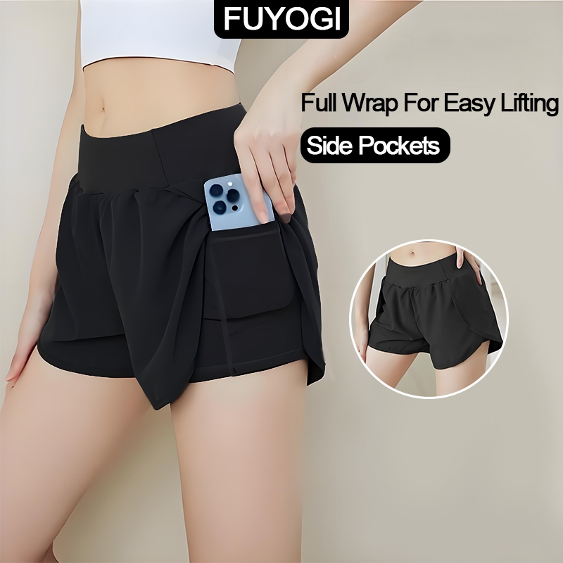 Faux Two-Piece Shorts Yoga Bottom