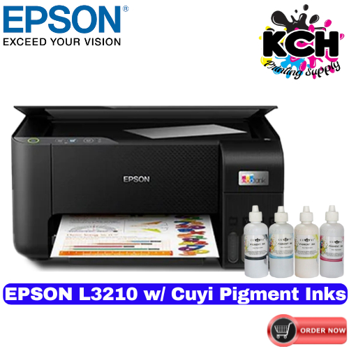 Epson L3210 (Print, Scan and Photocopy) w/ Cuyi Pigment Ink Set 100ml ...
