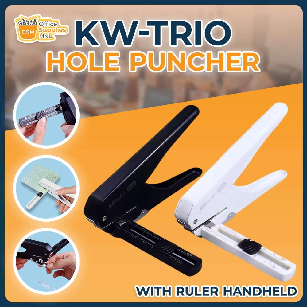 KW-TRIO Handheld Hole Puncher 6mm Single Circle Punch with Ruler Paper ...