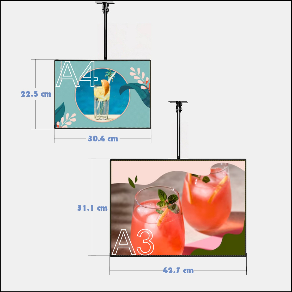 3 Layer Hanging LED Display Light Box A4 A3 / Sign Menu Mall Restaurant ...