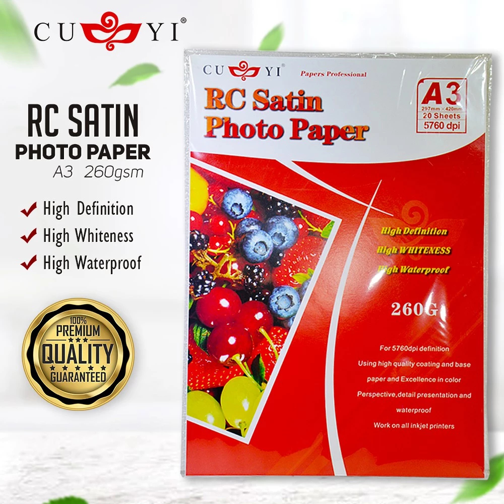 A3 Size CUYI RC Satin Photo Paper 260gsm Resin Coated Photo Paper ...