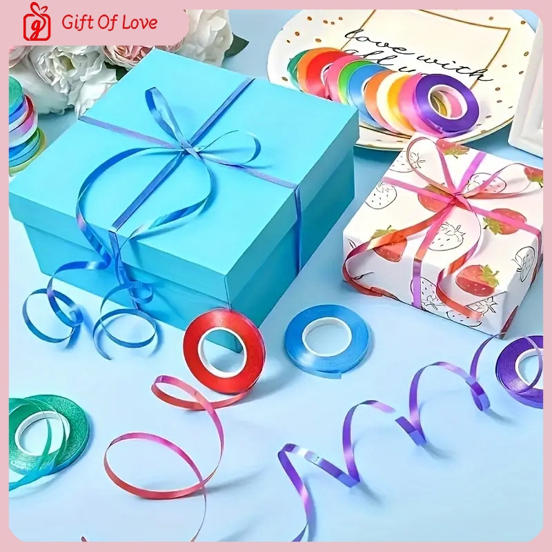 10m Gift Ribbon Colorful Curled Ribbon Birthday Party Decorative ...