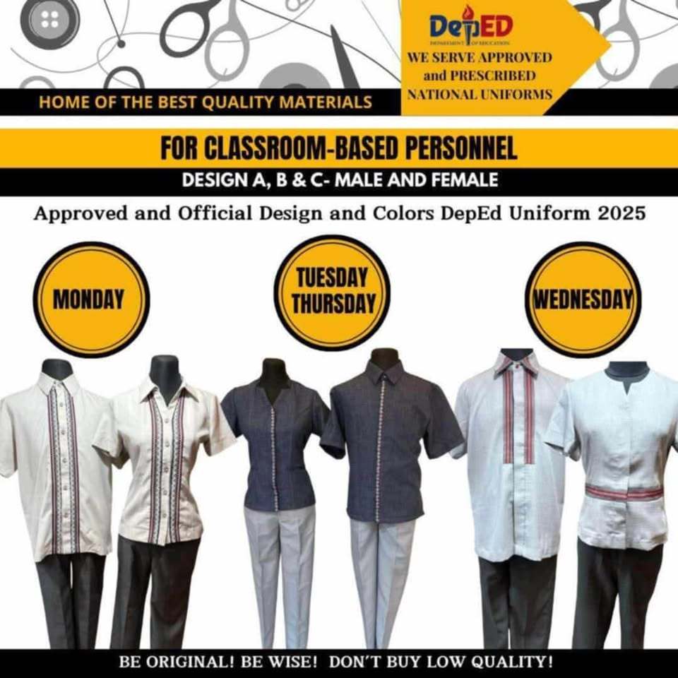2025 Original FEMALE (F) DepEd Teachers Uniform Fabric cloth w/ correct ...