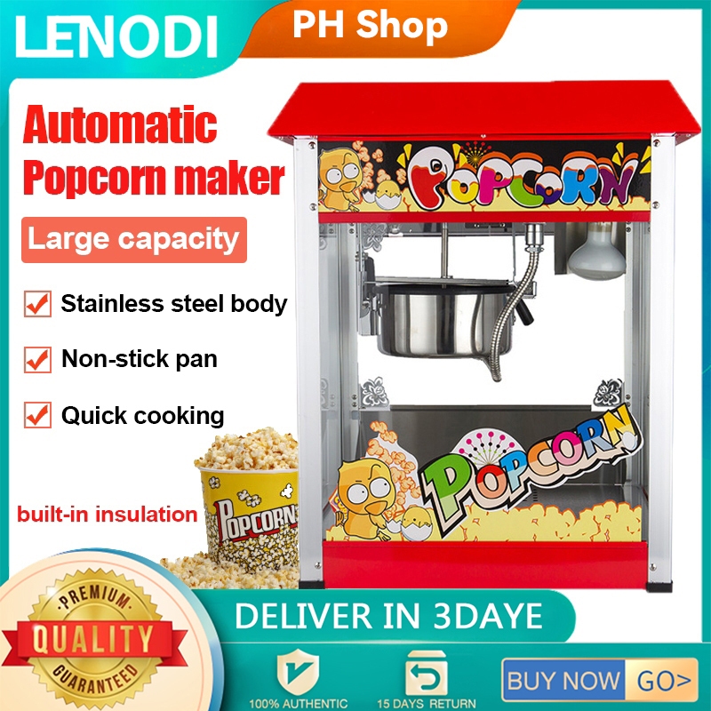 Automatic Popcorn machine 8oz Large capacity Uniform heating Three ...